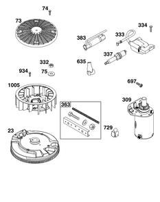 Flywheel, Ignition, And Starter Group Diagram and Parts List for 40N877-0070-B5  Briggs and Stratton Engine